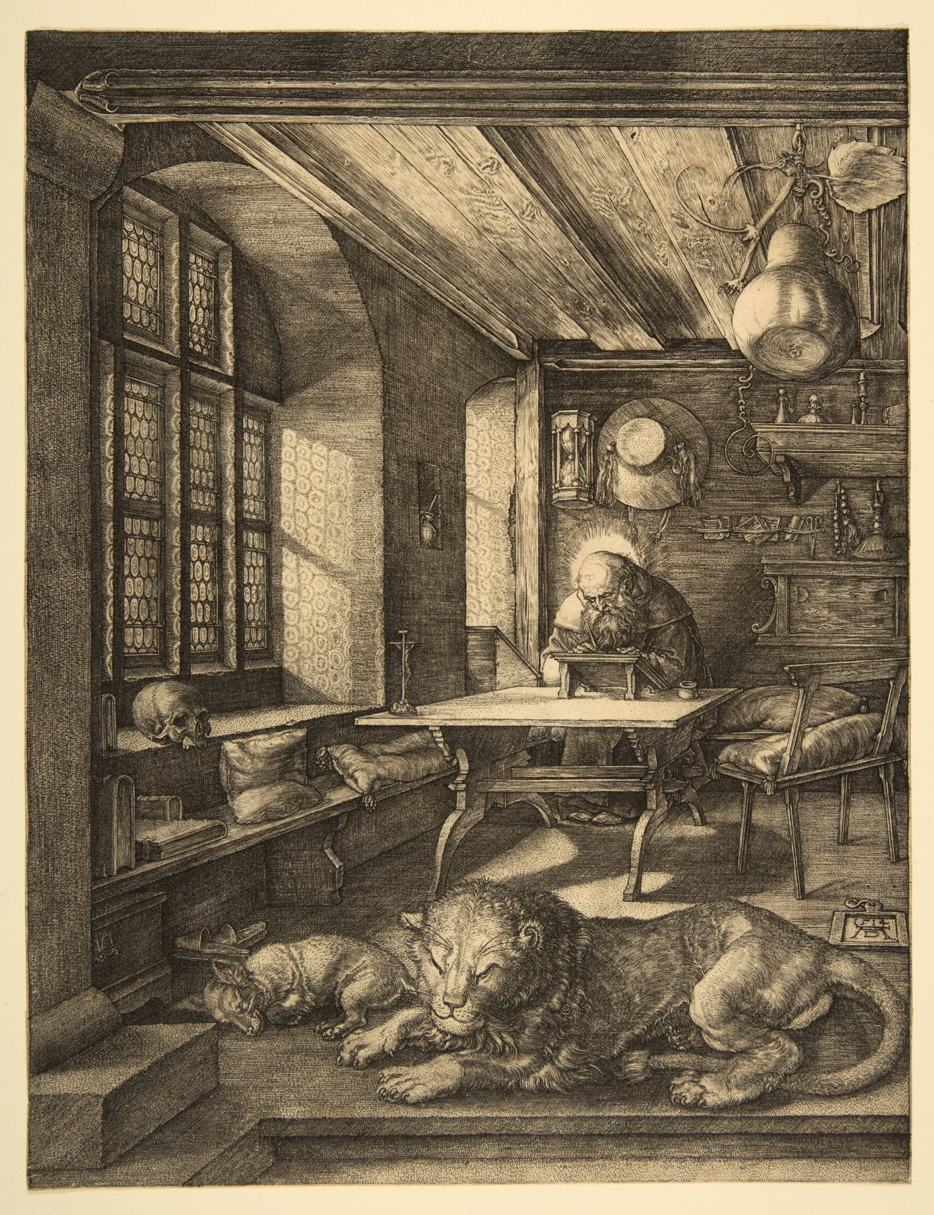 Saint Jerome in His Study by Albrecht Dürer, 1514, engraving (The Met)